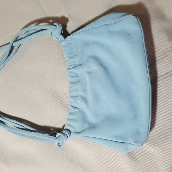 HYPE GENUINE SUEDE LEATHER BLUE PURSE WITH SPARKLY  PALM TREES ON IT - Picture 3 of 8